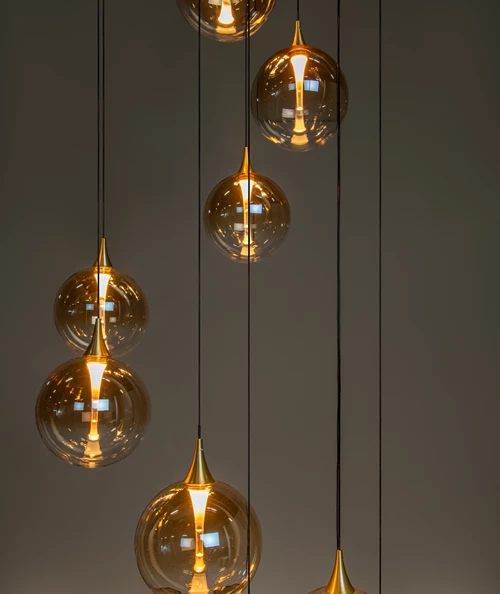 Lucide GISELA - Suspension - Ø 61 cm - LED Dim. - 12x3,5W 2700K - Ambre | Premium - ambiance 3